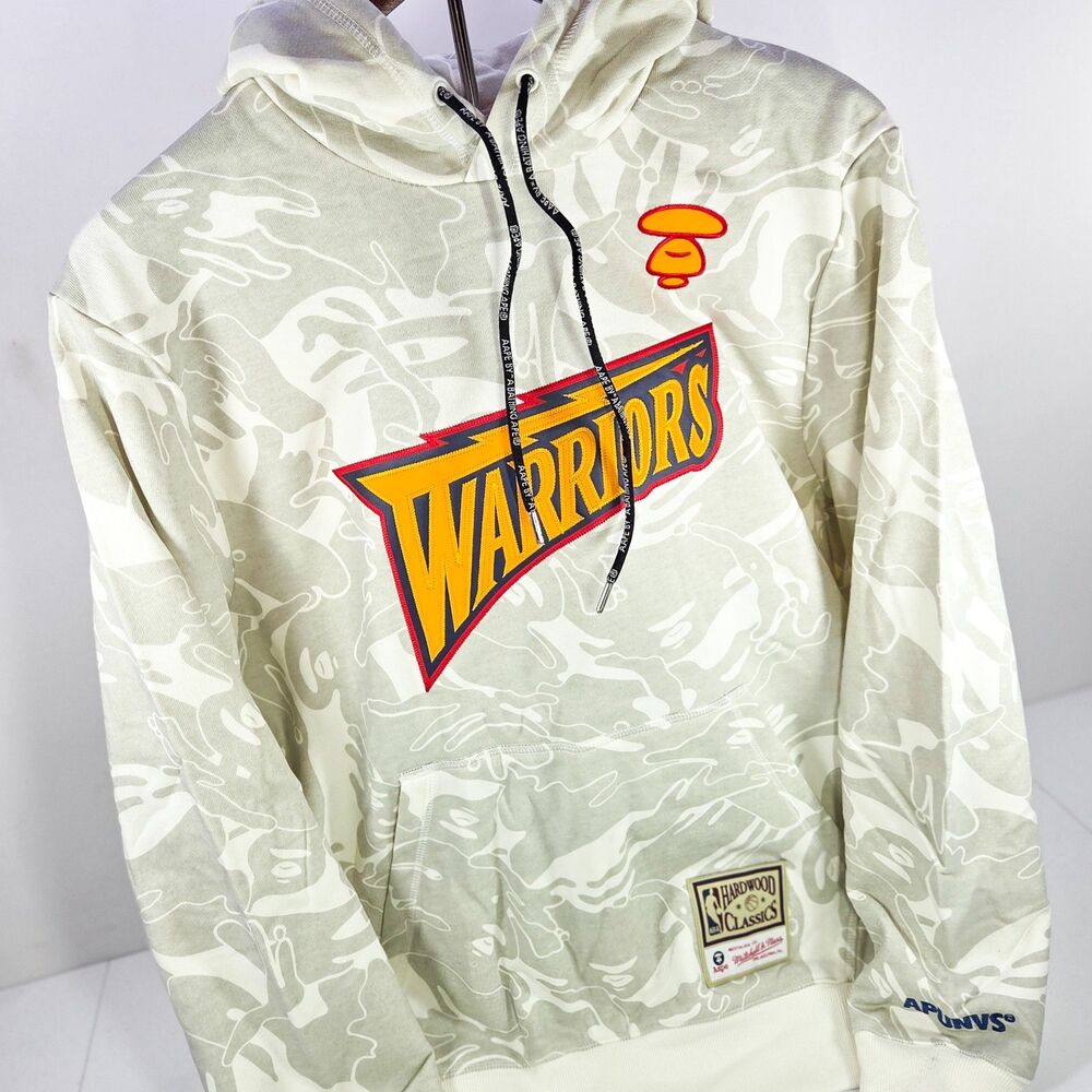AAPE By Bape x Mitchell & Ness NBA Golden State Warriors Med Hoodie NEW